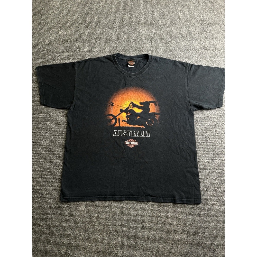 Mens 2000 Harley-Davidson Australia Motorcycle Graphic T-Shirt, Size XL